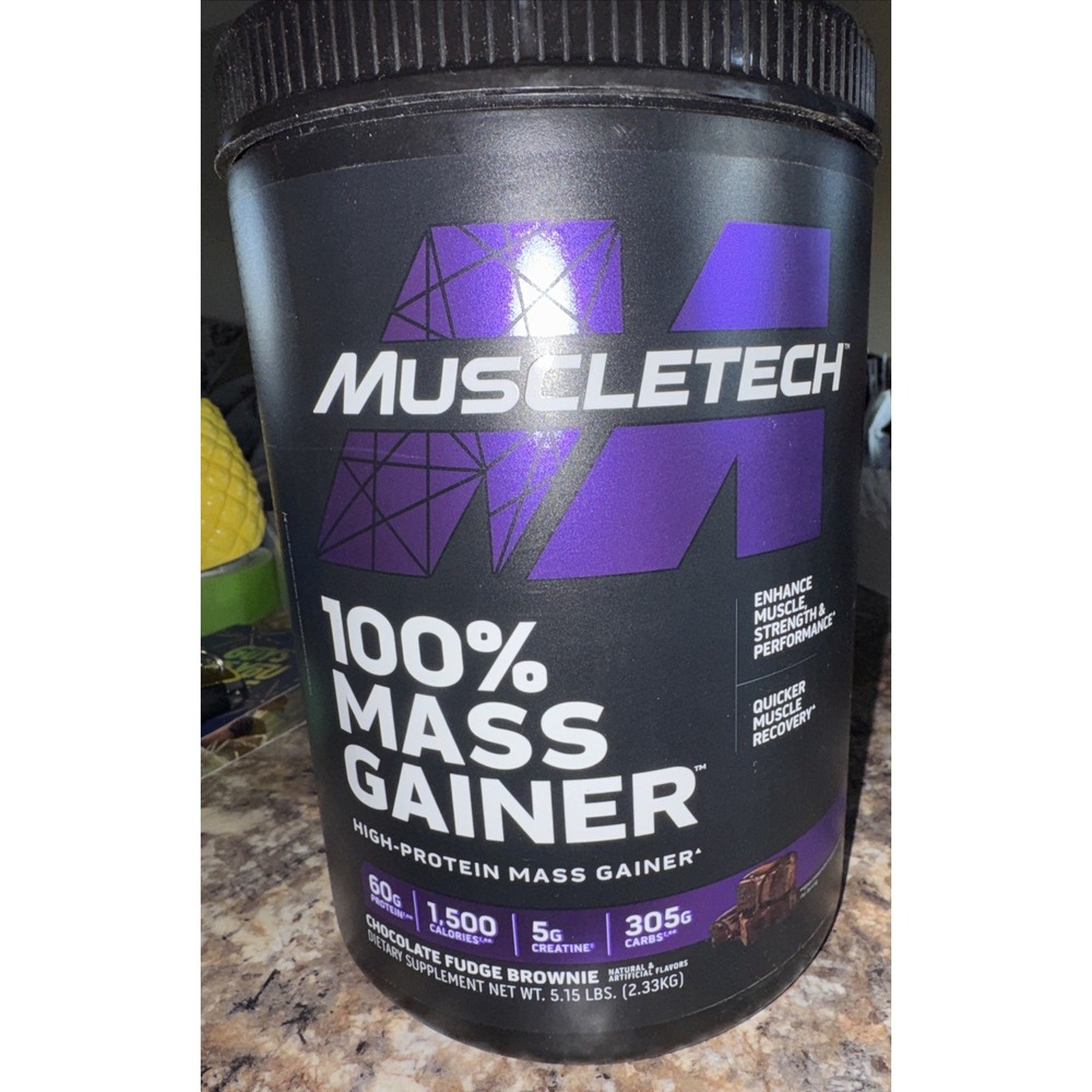 MuscleTech 100% Mass Gainer Chocolate Fudge Brownie Protein Powder